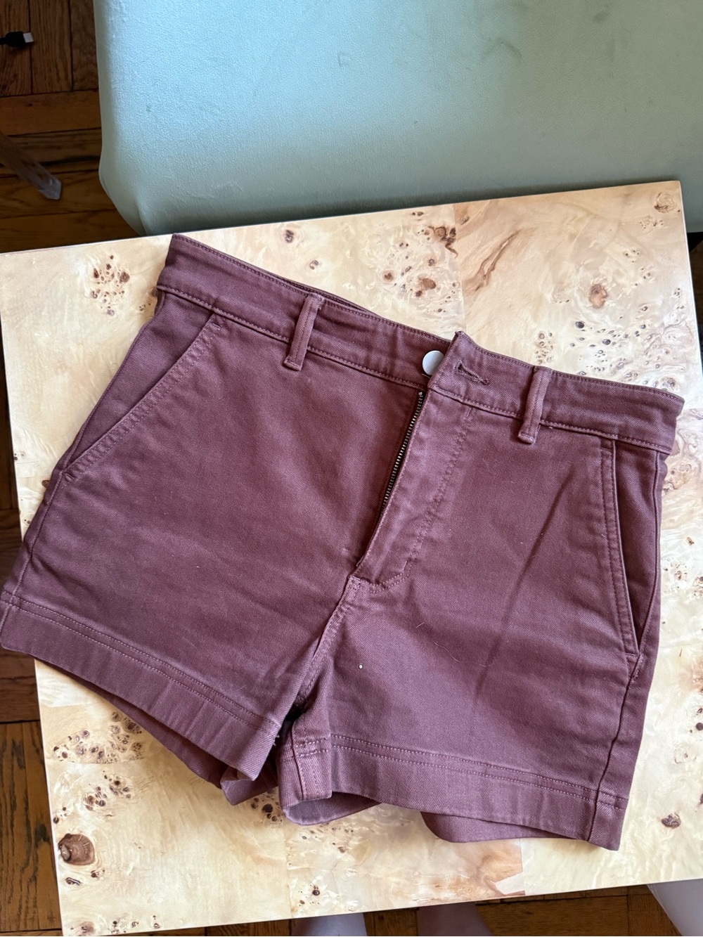 Everlane High-Waist Cotton Shorts - Dusty Mauve